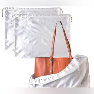 New! 2 White Satiny Drawstring Dustbag for Handbags and more! 19.5” w x 15.5” h